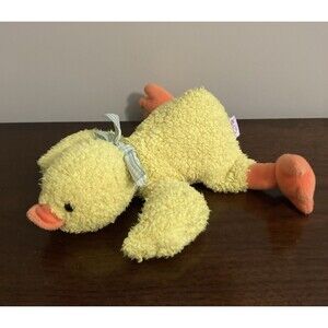 Russ Chirples Yellow Chick Duck Easter Laying Lying Soft Stuffed Plush Toy 11"